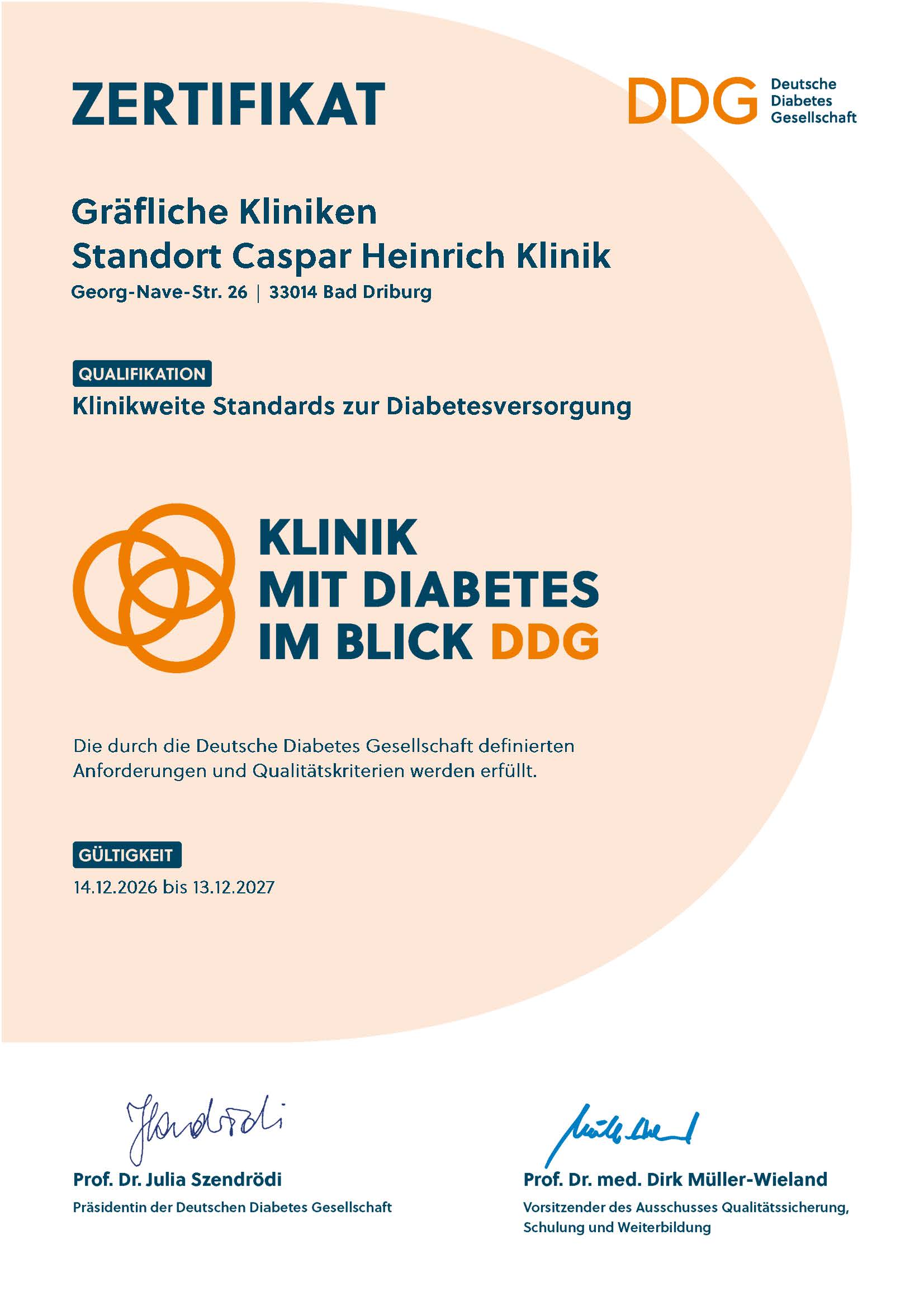 Ausgezeichnet als "Klinik mit Diabetes im Blick"