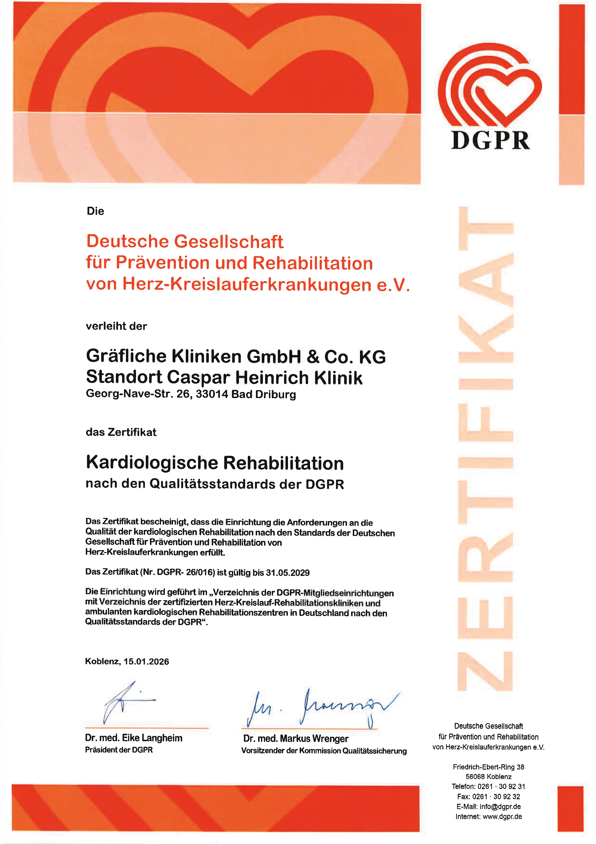 Qualitätsstandards: Ausgezeichnete Klinik 